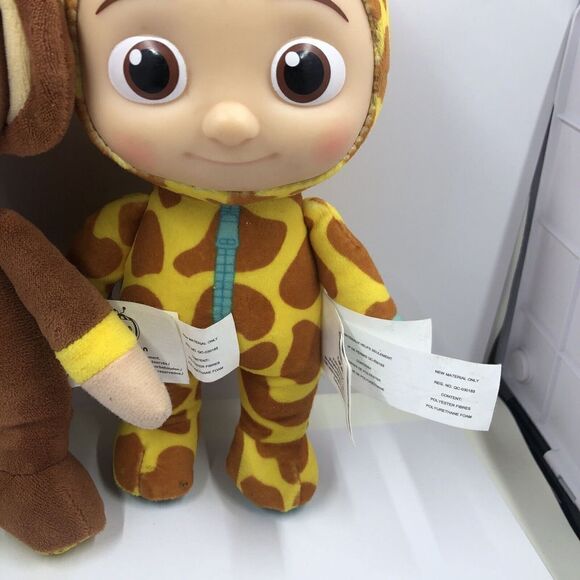 Lot of 2 Cocomelon JJ Giraffe & Monkey 8" Plush Doll Soft Toy w/ Plastic Face - Picture 6 of 12